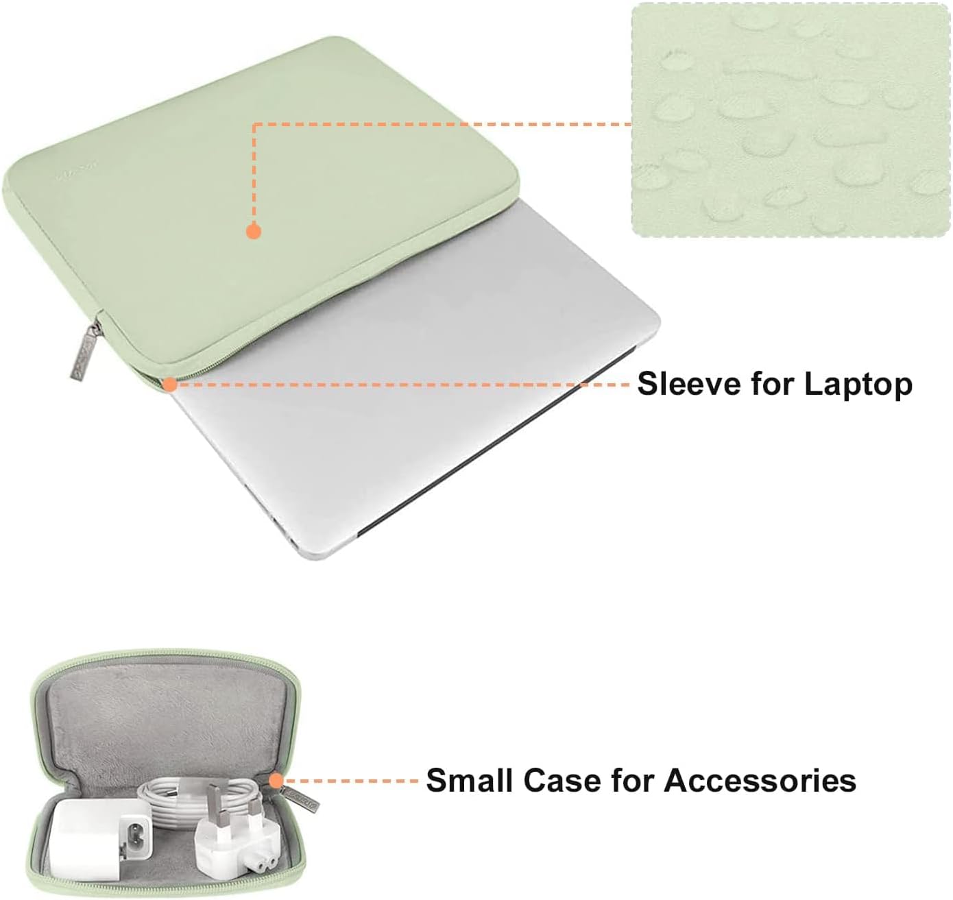 MOSISO Laptop Case 13.3 inch, 13-13.3 inch Laptop Sleeve Bag Compatible with MacBook Air/Pro 13/Pro 14 M5 M4 M3 M2 M1, HP Dell ASUS Lenovo, Neoprene Computer Sleeve Bag with Small Case, Sage Green