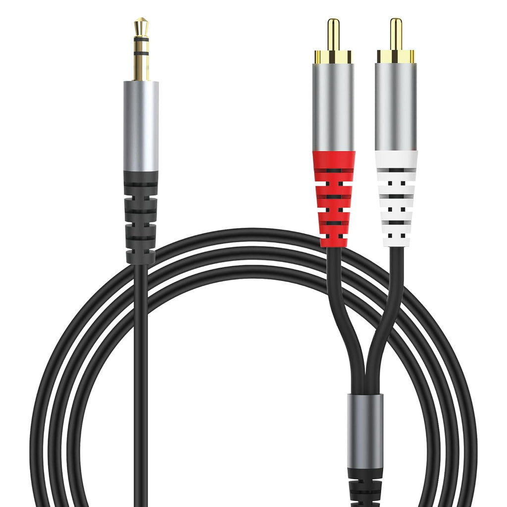 RCA to 3.5mm AUX Cable, (1M/3.3Feet) 3.5mm 1/8 to RCA 2-Male Headphone Jack Adapter Y Splitter Premium Stereo Audio Cord for Smartphones, Tablets, HDTV,or MP3 Players, Speakers