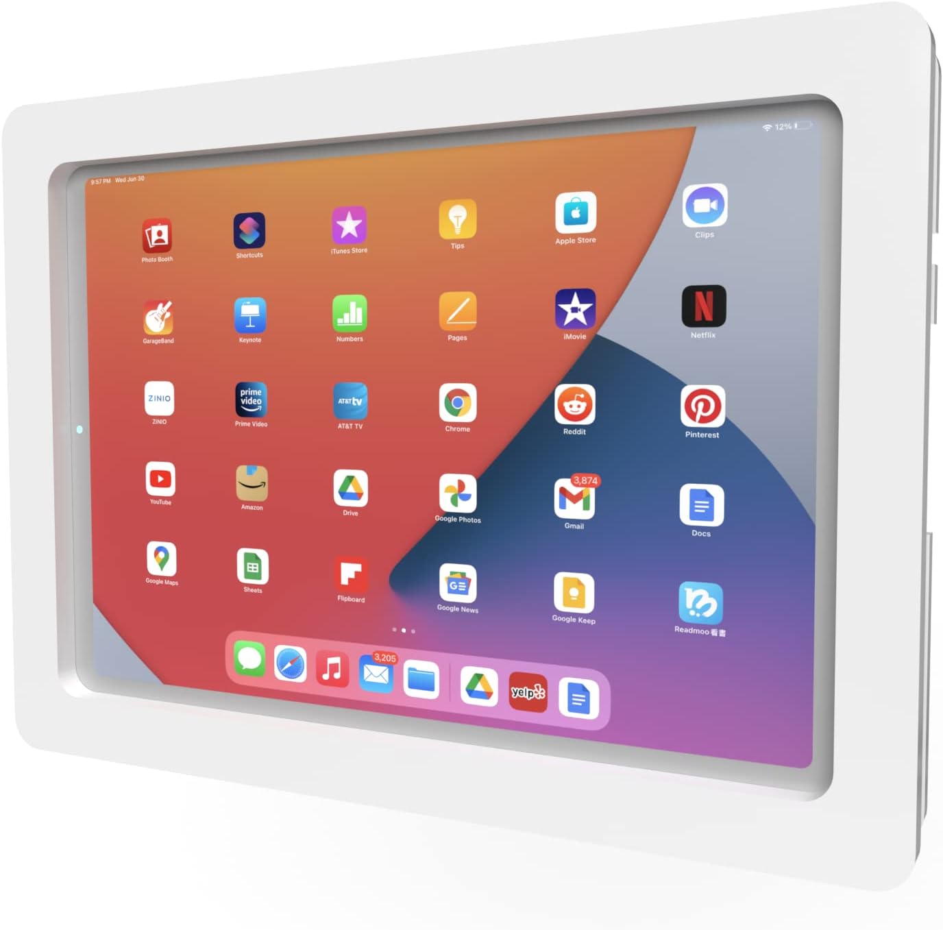 TABcare Anti-Theft Acrylic VESA Enclosure for Apple iPad Pro 11" 1st 2nd 3rd 4th gen. with Free Wall Mount Kit & 90-Degree Angle USB C Cable (iPad Pro 11 1/2/3/4, White)