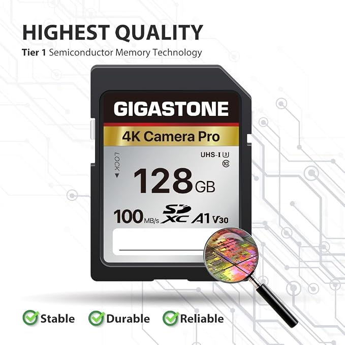 【5-Years Data Recovery】 GIGASTONE 128GB SD Card 2-Pack, 4K Camera Pro, UHS-I A1 - Image 4