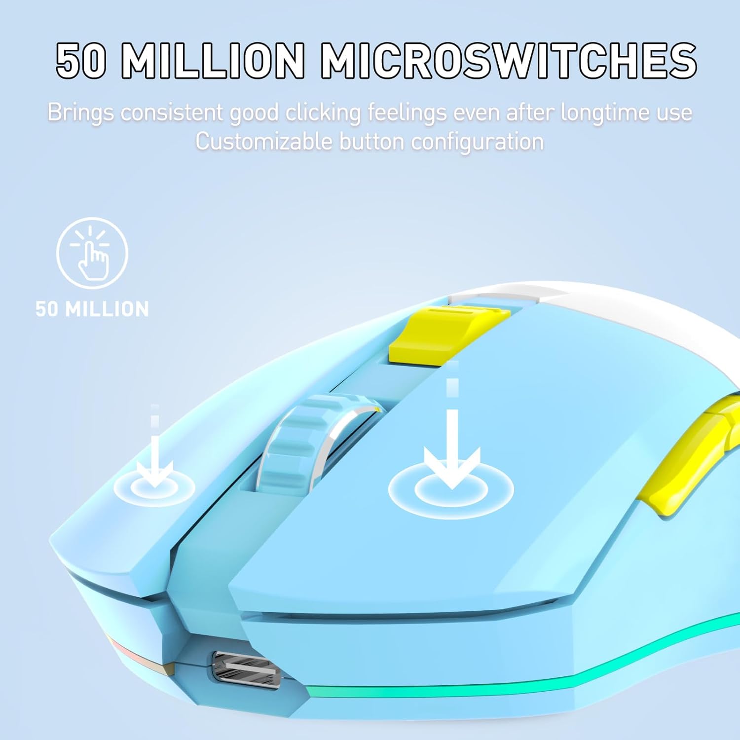 DAREU EM901X Wireless Gaming Mouse with Charging Dock Rechargeable RGB,12K DPI,7 Programmable Buttons High-Precision Sensor [300IPS] [1000Hz] for PC Notebook Mac