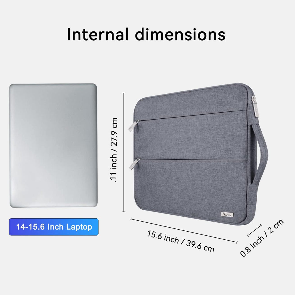 Voova Laptop Sleeve Carrying Case 15.6 16 Inch,Slim Computer Cover Bag Compatible with MacBook Pro 15/16, Dell xps 15,15-16 Inch HP Dell Asus Acer Laptop, Grey