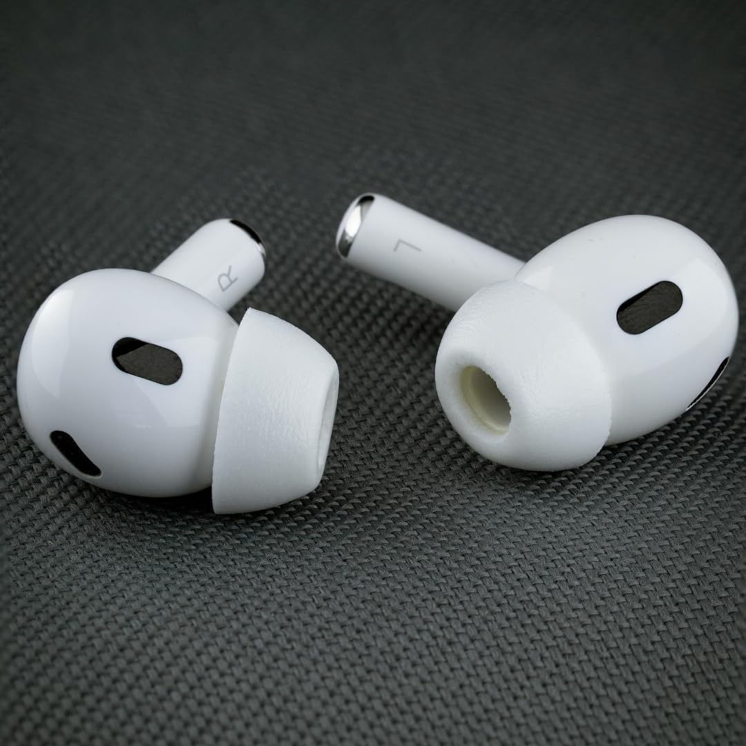 Comply TrueGrip MAX | Premium Memory Foam Replacement Earbud Tips for Apple AirPods Pro 1 & 2 | Long Lasting Comfort, Extreme Durability, Secure Fit, Superior Noise Isolation| White (Small) (3 Pairs)
