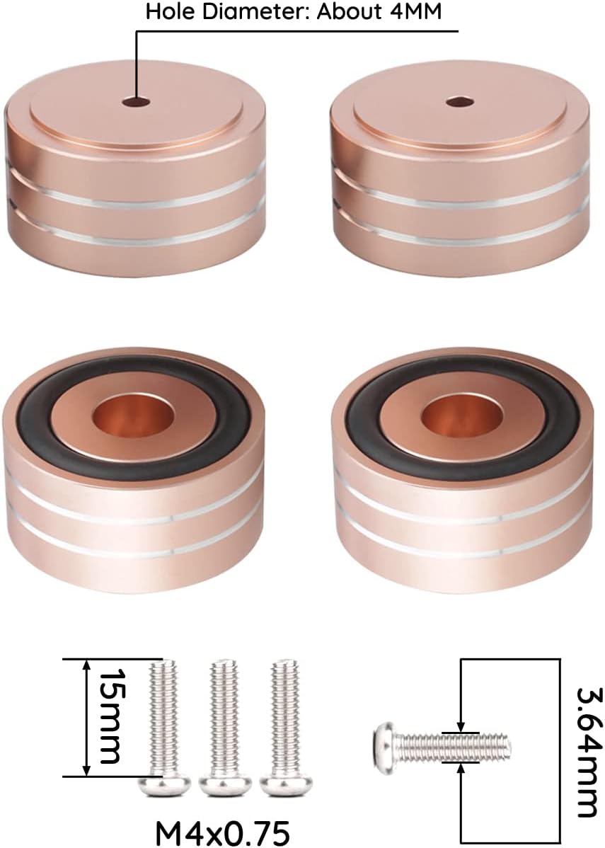 Audiocrast 4X HiFi Speaker Spikes Isolation Feet Pad, Aluminum 40x20mm Turntable Stand Feet Amplifier Shock Absorber Non-Slip Hi-End Floor Protector for Subwoofer DAC CD Turntable Amp