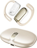 Open Ear Headphones, 0.28oz Lightweight Next-Gen Bluetooth 5.4 Air Conduction Wireless Earbuds w/Extra Bass, 48H Playtime, 3 EQ Modes, ENC Mic, IPX5, Snug Fit for Workout Running Beige