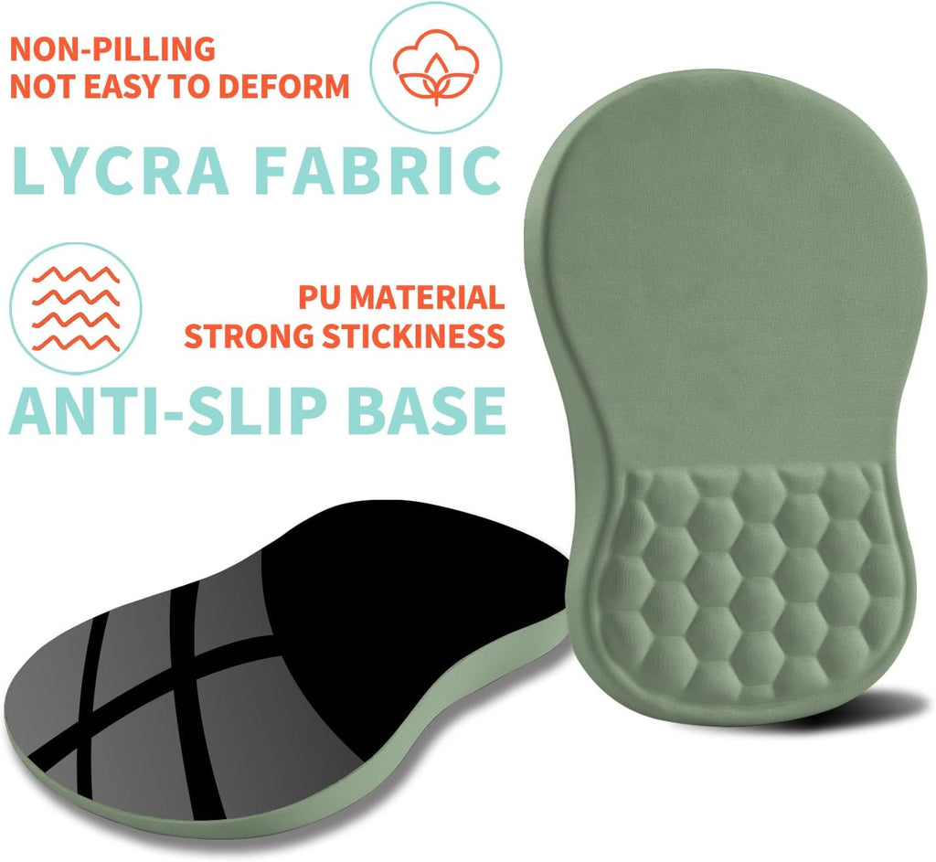 Ergonomic Mouse Pad Wrist Support with Memory Foam Massage Bulge, Carpal Tunnel Pain Relief Mousepad Wrist Rest for Mouse(12x8 inch, Light Green)