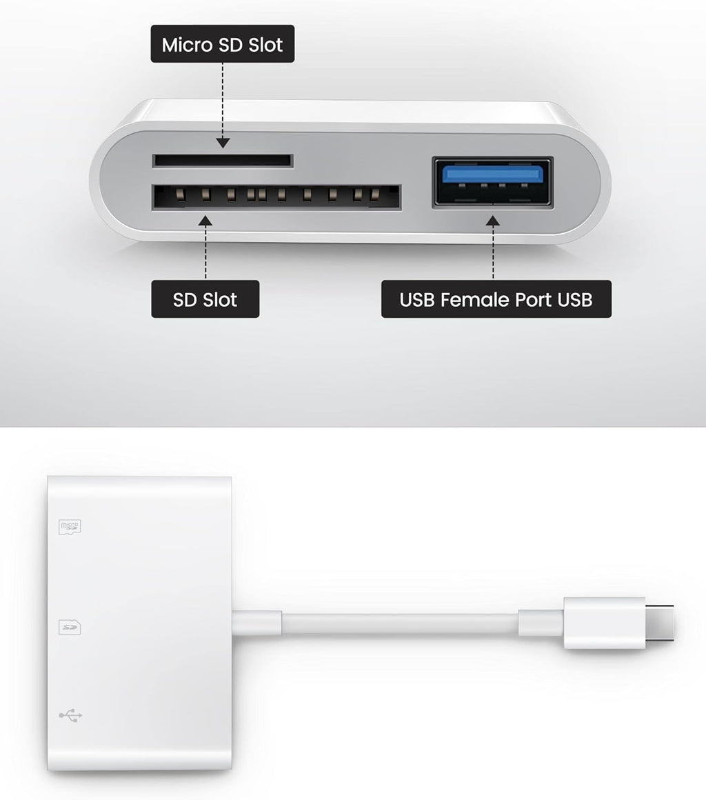 USB C SD Card Reader, Oyuiasle USB C to SD Card for iPhone 15 16/iPad/Mac/Laptop, USB-C/Type C Memory Card Adapter for iMac, iPad Pro Air Mini, MacBook Pro Air,Galaxy,MicroSD/SD
