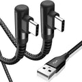 sweguard USB Type C Charger Cable Right Angle [2-Pack,6.6FT] iPhone 16 Charger Nylon Braided Cord for iPhone 15 16 Pro Max Samsung Galaxy S25 S24 S23 S22 S21 S20 S10 S9 Note A15 A55 Flip Pixel LG Moto