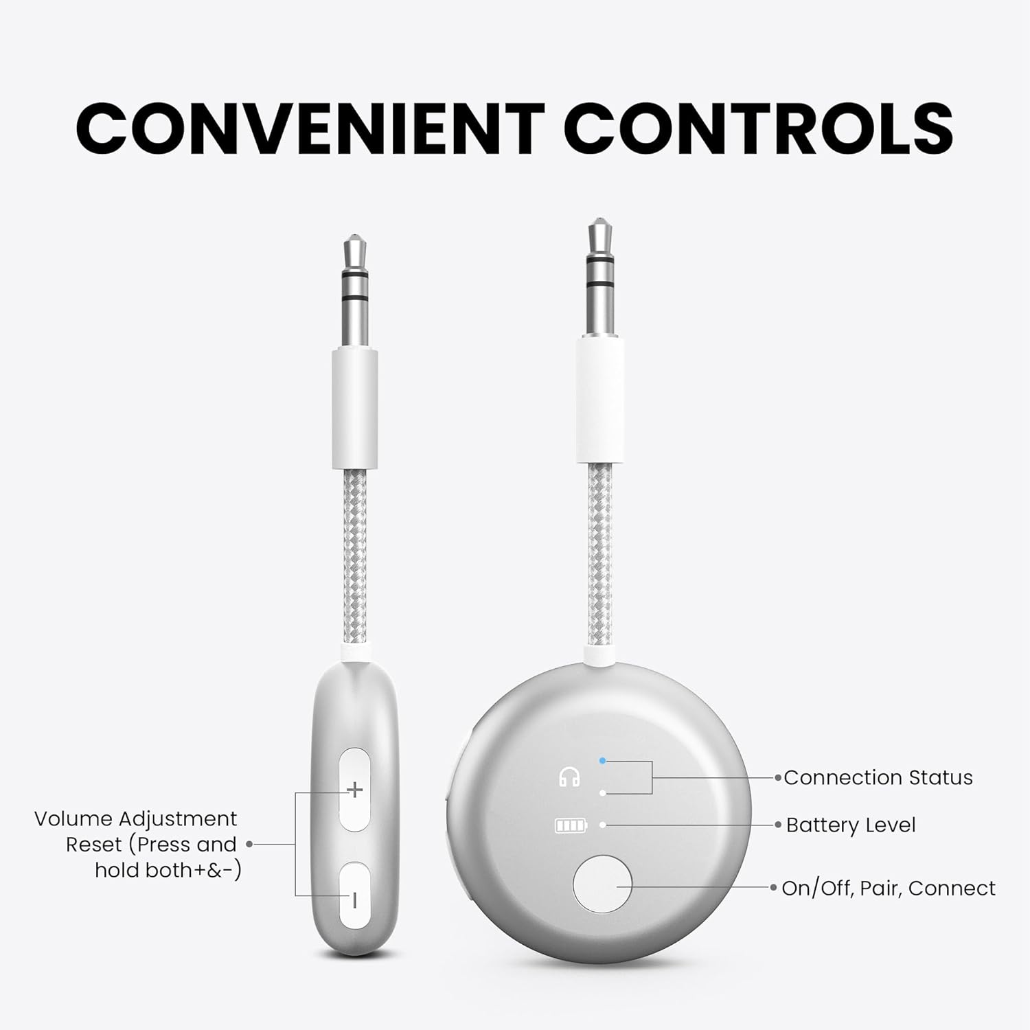 Avantree SoundJet R1 – Airplane Bluetooth Adapter for Headphones & AirPods, aptX Adaptive, Qualcomm Chipset, 20H Battery, Wireless Audio Transmitter for in-Flight Travel Essentials - Silver
