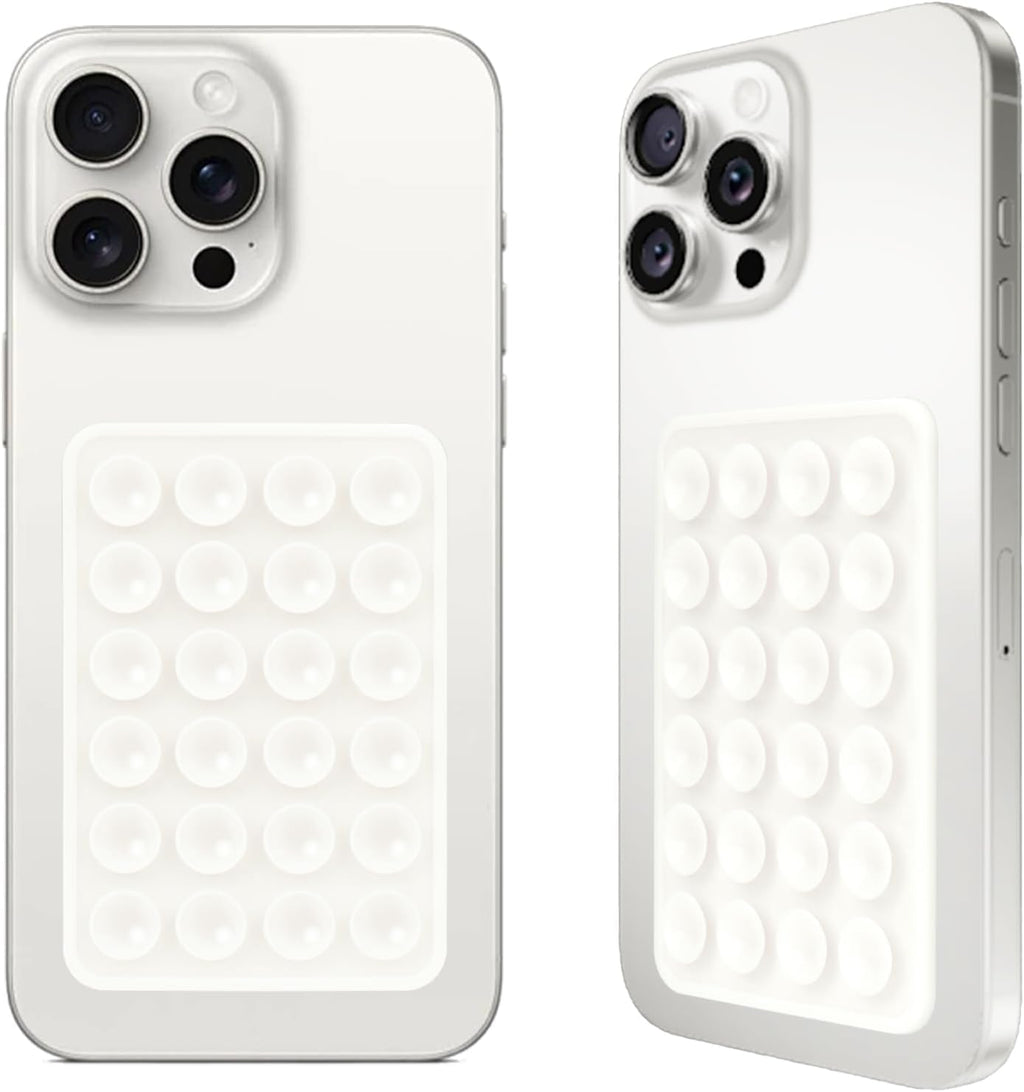 2PCS Silicone Suction Phone Case Mount,Non Slip Suction Cup, Hands-Free Phone Accessories Holder for Selfies and Videos,Silicone Adhesive Stand Sticky for Cell Phone White
