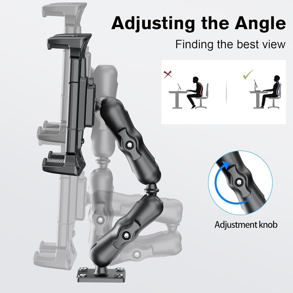 OHLPRO Tablet Mount for Truck - Heavy Duty Drill Base - Tablet Holder for Car Dashboard, iPad Holder for All 5"-13" iPad Pro Samsung Galaxy Kindle fire Tablets and Car Wall Desk etc.