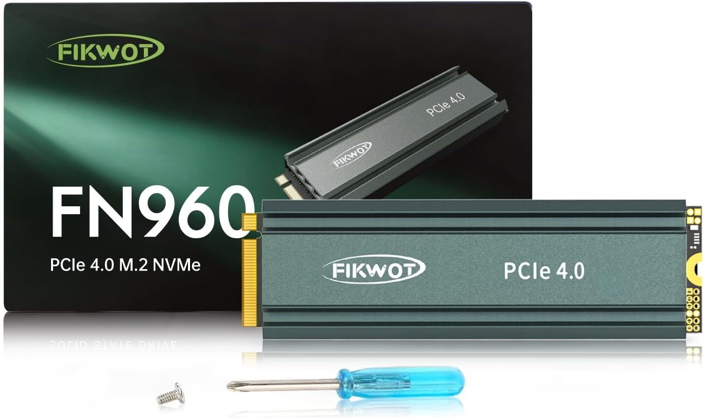 FN960 512GB M.2 2280 PCIe Gen4 x4 NVMe 1.4 Internal Solid State Drive with Heatsink - Speeds up to 4,800MB/s, Dynamic SLC Cache, Compatible PS5 Internal SSD