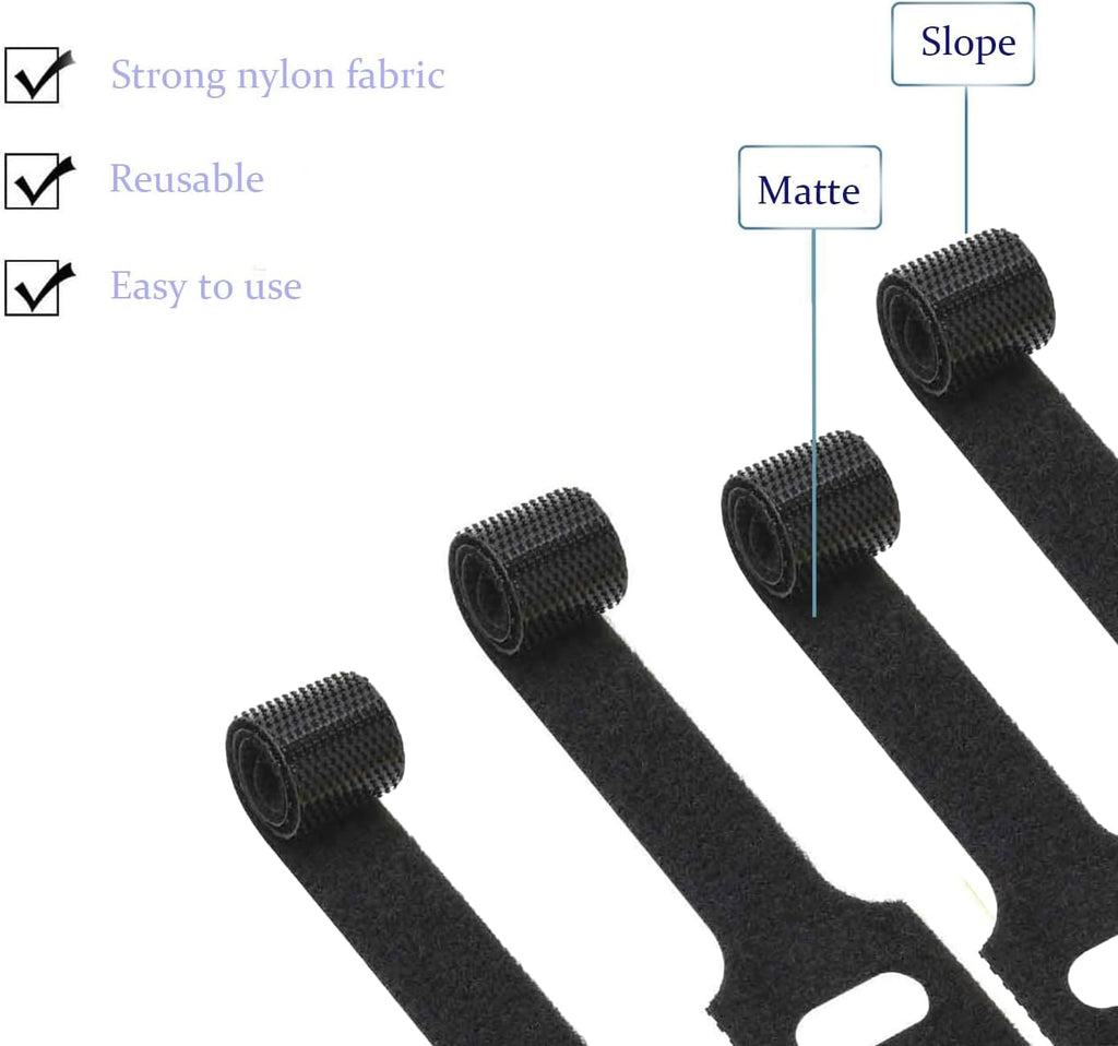 100 Pack Reusable Hook & Loop Cable Ties & Labels Kit - 50 Durable Cord/Wire Tags + 50 Self-Gripping Straps for Electronics Organizing, Home Office Cord Management (White & Black)
