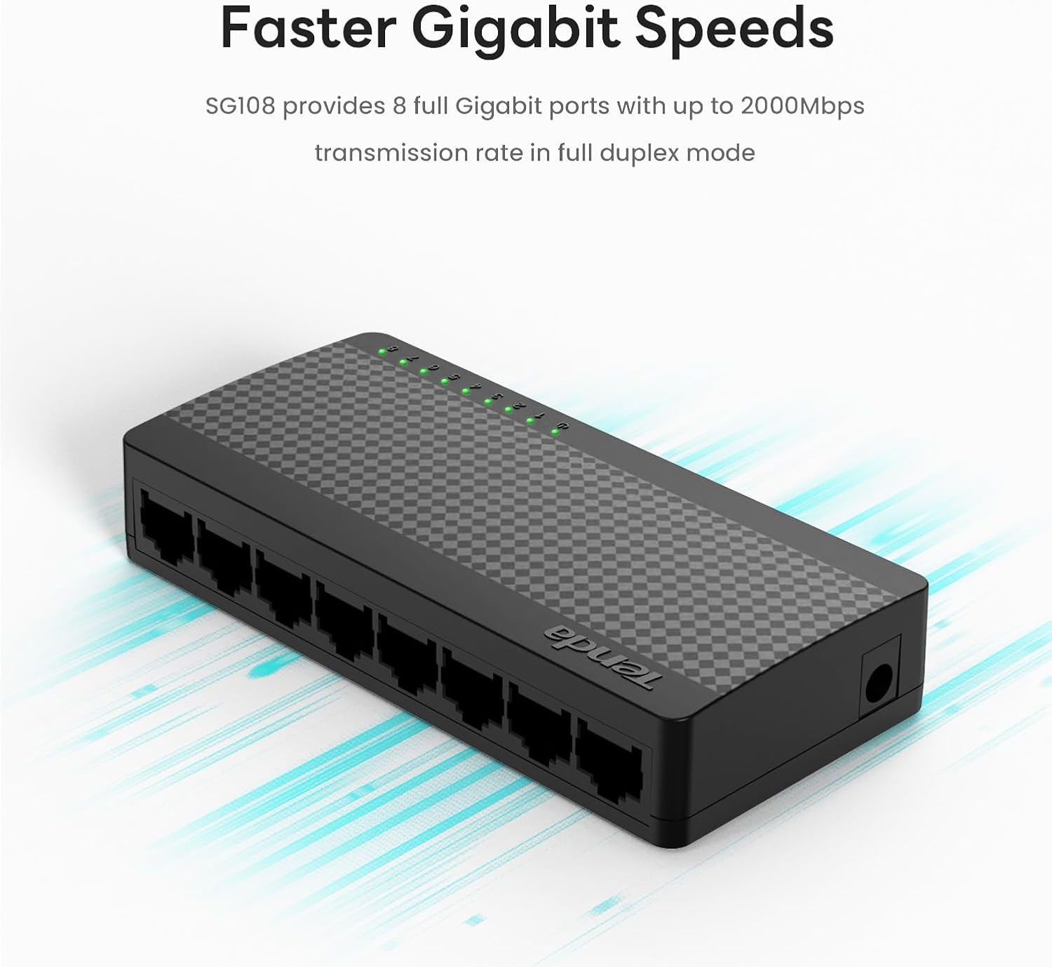 Tenda SG108, 8 Port Gigabit Switch, Unmanaged Home Ethernet Switch, Office Ethernet Splitter, Plug & Play, Plastic Case, Desktop/ Wall-Mount, Fanless Quiet, Limited Lifetime Protection