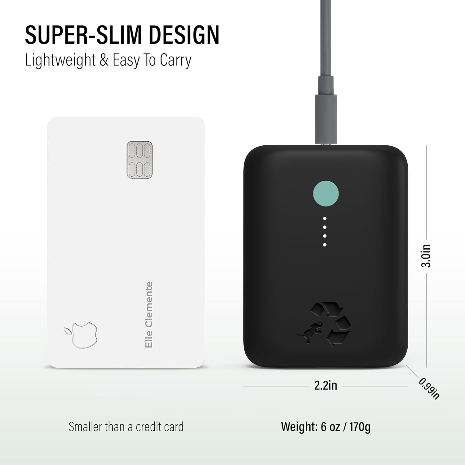 Nimble Champ Lite Portable Charger, 5200mAh Fast Charging Power Bank 15W USB C and A Port with Cable, Travel Essential Battery Pack for iPhone Galaxy Pixel MacBook iPad Kindle Airpod Laptop Tablet