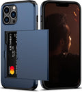 Nvollnoe for iPhone 12 Pro Max Case with Card Holder Heavy Duty Protective Dual Layer Shockproof Hidden Card Slot Slim Wallet Case for iPhone 12 Pro Max for Men&Women(Blue)