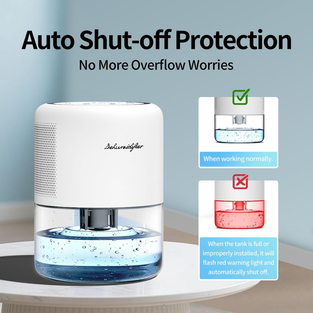44oz(1.3L) Small Dehumidifier for Home, Auto-Off Quiet Portable Dehumidifier with 3 Modes, 10 Color Lights, 4 Timer Settings for Bedroom Bathroom Closet (215 sq.ft)