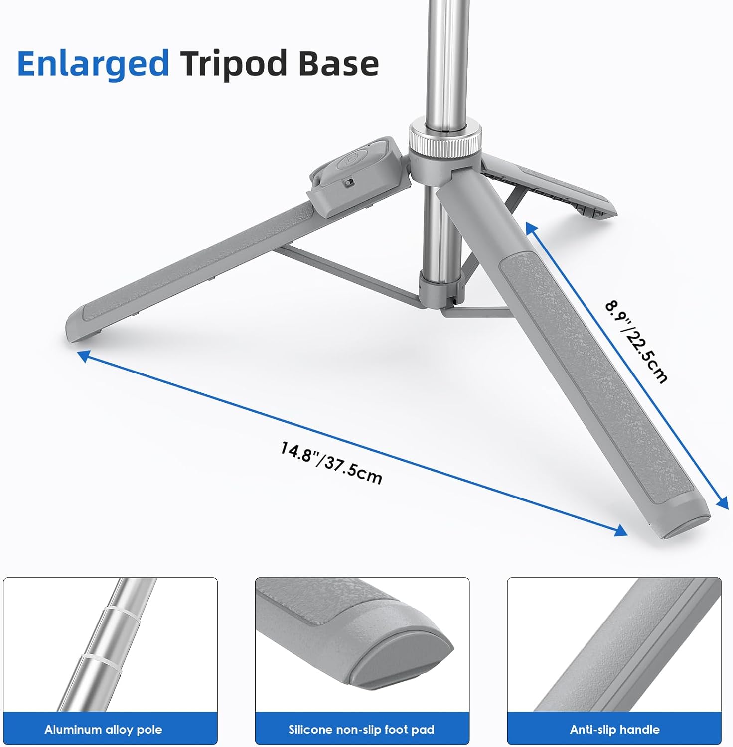 Extendable Tripod for iPhone with Remote, 360° Ball Head Upgraded Cell Phone Tripod for Video Recording, iPhone 14/13/12 Pro Max/Android/GoPro, 62in