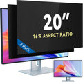 IPROKKO [2-Pack] 20 Inch Computer Privacy Screen Filter for 16:9 Widescreen Monitor, Removable 19inch Anti Blue Light Glare Privacy Shield, Anti Spy Security Protector for Hp Dell Asus Acer Samsung