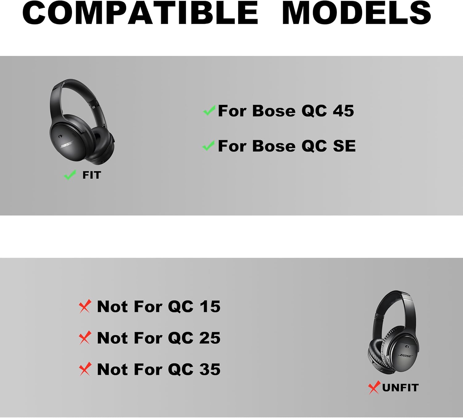 Replacement Ear Pads - Compatible with Bose QuietComfort 45 / SE Headphones, Soft Protein Leather,Premium Noise Cancelling Earpads, Durable & Comfortable Ear Cushions (QC 45-Black)