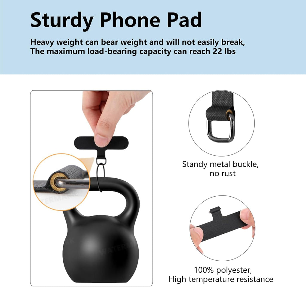 5 Pack Cell Phone Lanyard Patchs, Phone Tether Tab for iPhone, Phone Chain&Strap Replacement Part for All Fullcover Phone Cases - Black