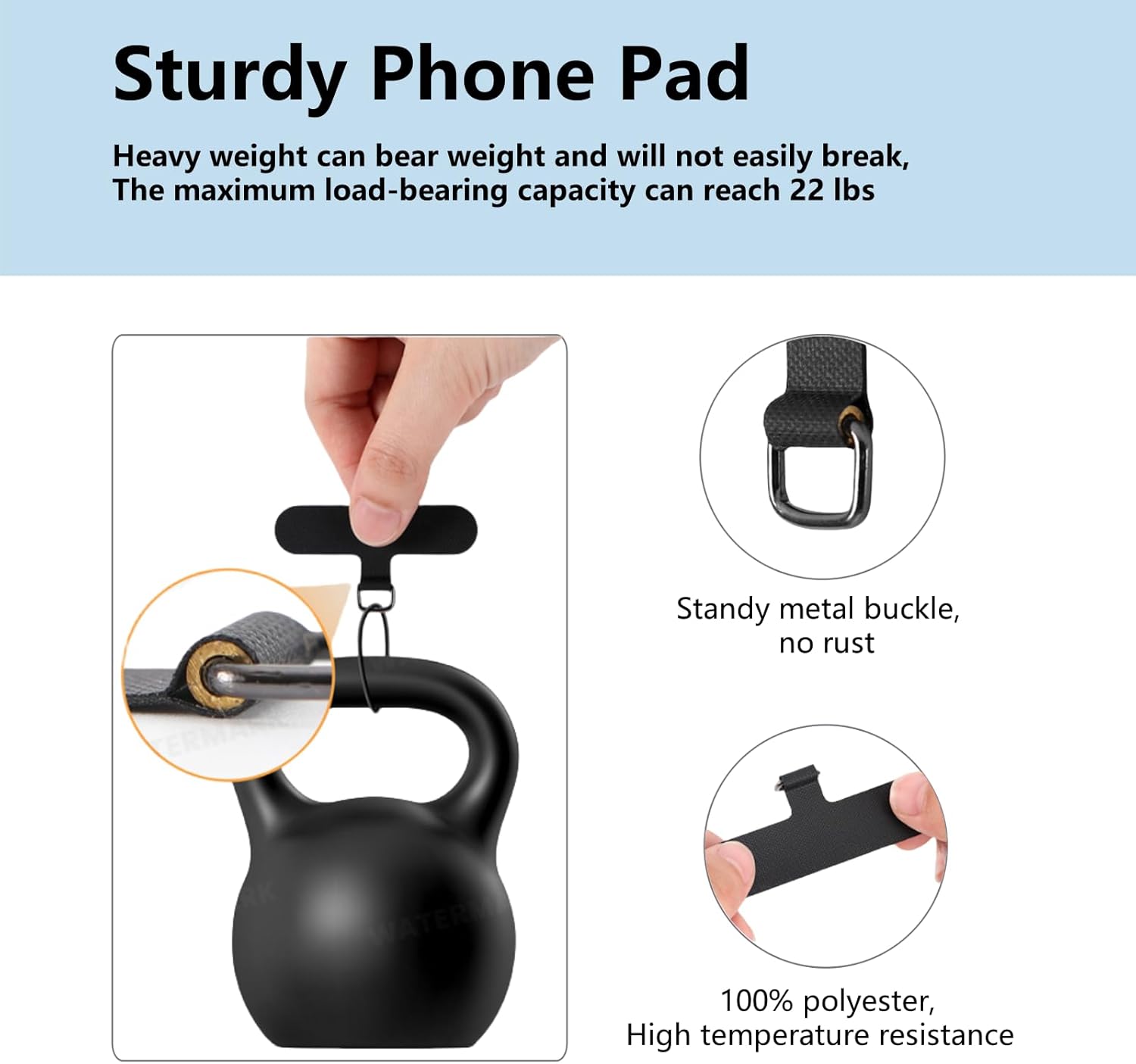 5 Pack Cell Phone Lanyard Patchs, Phone Tether Tab for iPhone, Phone Chain&Strap Replacement Part for All Fullcover Phone Cases - Black