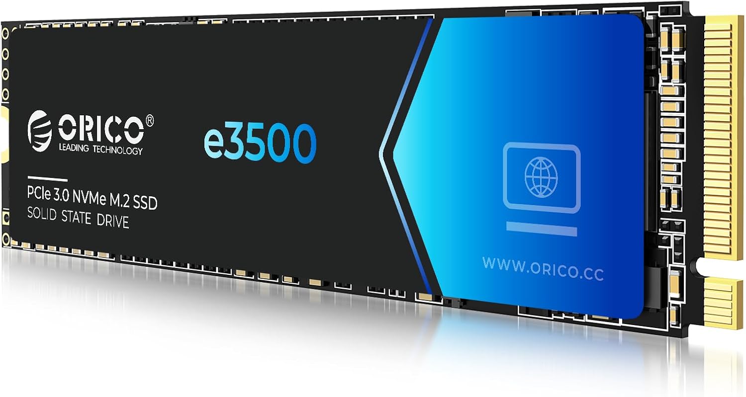 ORICO 1TB M.2 NVMe SSD, PCIe Gen3x4 M2 2280 SSD, Up to 3100MB/s Read & 1900MB/s Write, 3D NAND Flash Internal Solid State Drive with SLC Cache, Compatible with Laptops PC Desktops-e3500