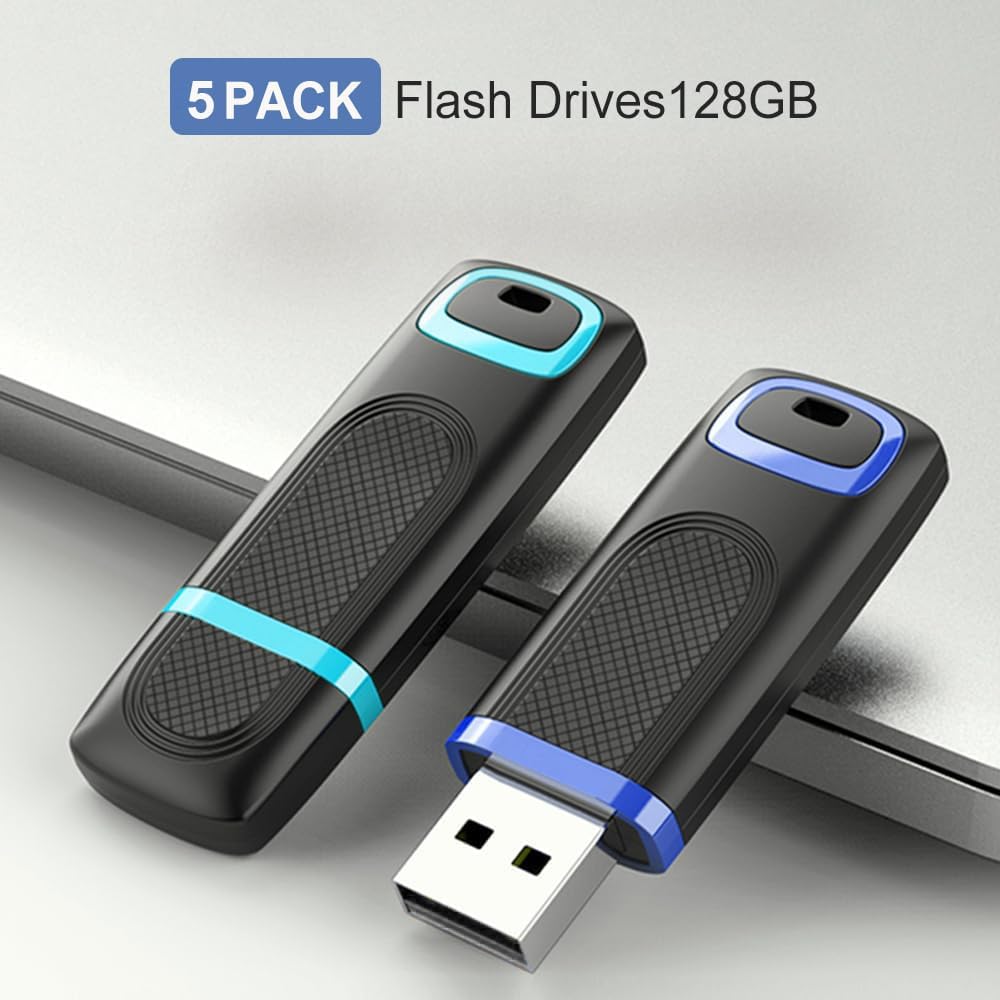 TOPESEL 64GB Flash Drive 5 Pack, USB 2.0 Thumb Drives High Speed Memory Stick Jump Drive Zip Drive for Data Storage and Backup (Five Mixed Colors: Red Blue Cyan Orange Green)