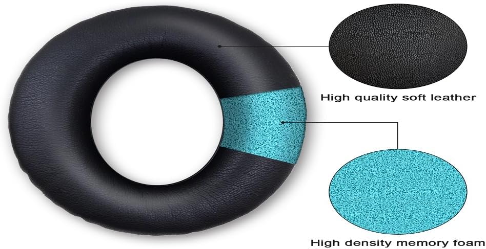 Replacement Ear Pads for Bose QuietComfort 15(qc15/QC15)/25/AE/AE2, Headphone Ear Covers, High Density Memory Cotton, Soft Leather, Adaptive Noise Isolation Headphones Pads Cushions-Black