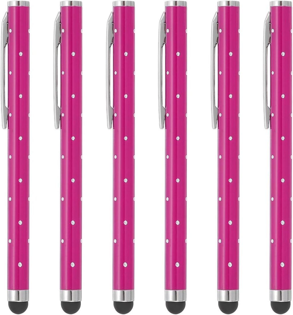 PATIKIL Stylus Pens for Touch Screens, 6 Pcs High Precision Universal Bling Stylus Crystal Metal Capacitive Pen for Touch Screen Devices Phone Tablets Laptop, Rose Red