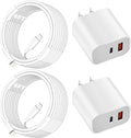 Fast Charger for iPhone,Dual Port A/C Apple iPhone Charger Fast Charging Block,2Pack Quick Double A/C iPhones Wall Chargers Adapter,6FT USB C to Lightning Cable for iPhone14 ProMax/13/12/11/XS/XR/iPad