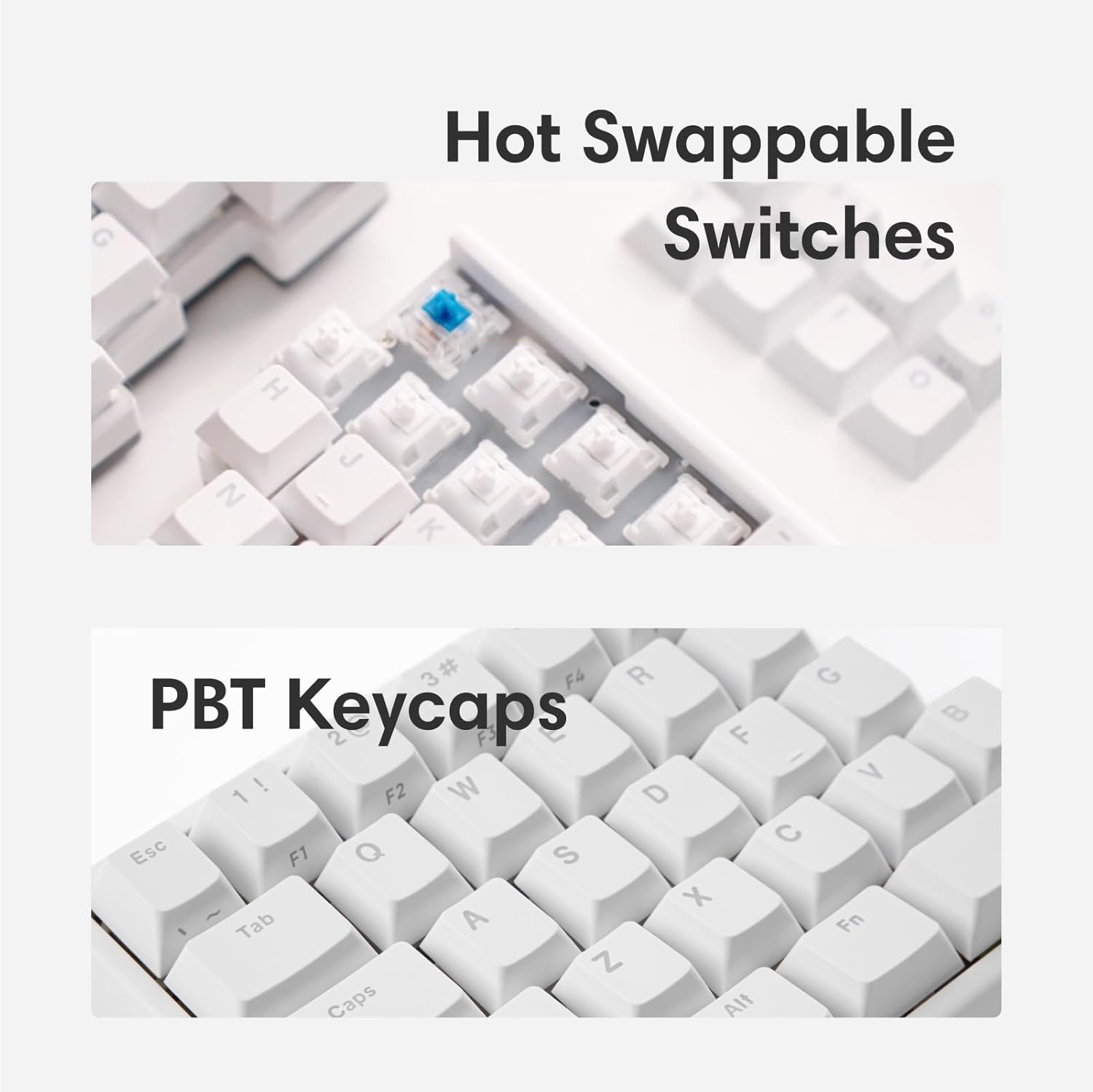 Wireless Ergonomic Split Mechanical Keyboard - Tactile, Hot-Swappable, Compact 60% Layout, Programmable for Mac & Windows, PBT Keycaps(Standard Version)