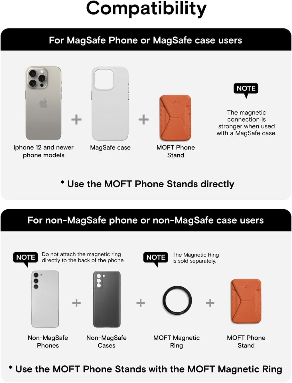 MOFT Magnetic Wallet Stand Compatible with iPhone 16/15/14/13/12 Series, Angle Adjustment MOVAS Phone Stand, Sunrise