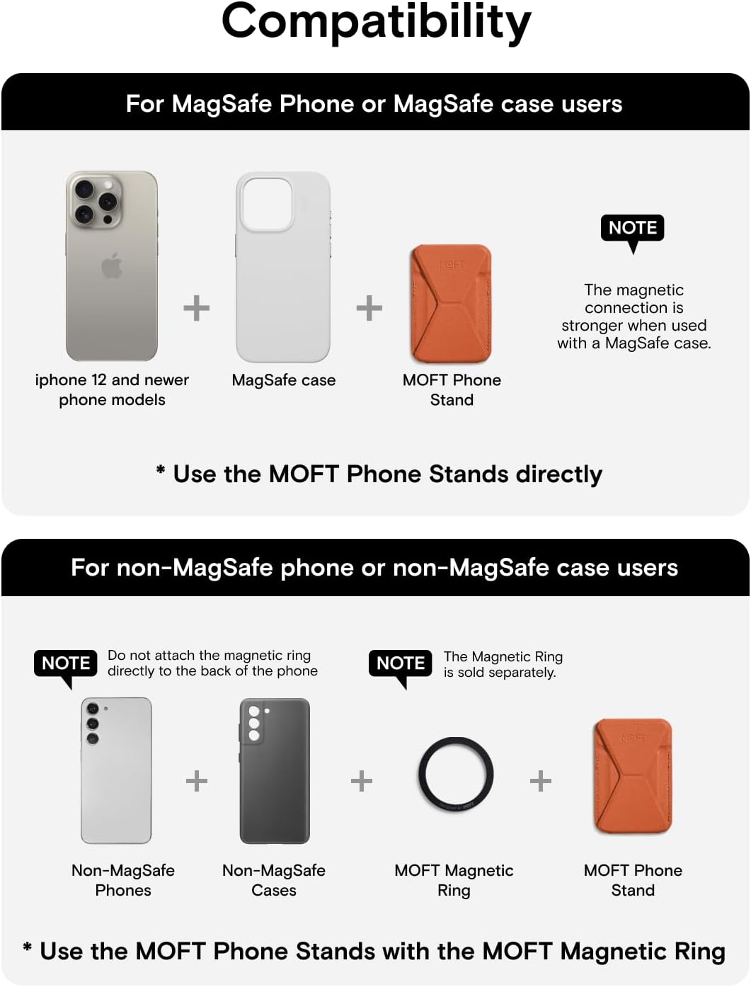 MOFT Magnetic Wallet Stand Compatible with iPhone 16/15/14/13/12 Series, Angle Adjustment MOVAS Phone Stand, Sunrise