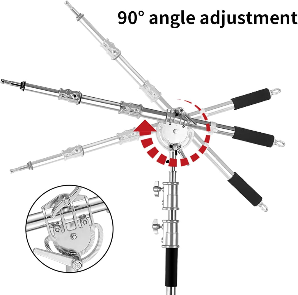 Heavy Duty Extension Boom Arm Bar for Photography C Stand and Light Stand,Adjustable 3.6-8.2ft Crossbar Holding Arm with Sand Bag for Softbox,Studio Strobe,Monolight,LED Video Light,Reflector ect.