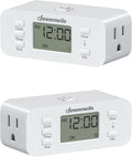 DEWENWILS 24 Hour Programmable Digital Timer Outlet, 2 Pack Timers for Electrical Outlets, Indoor Light Timers for Lamp Fan Aquarium, 2 Grounded Outlet, 125V/15A Resistive/1000W Tungsten, 3 Prong