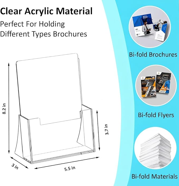Acrylic Brochure Holder 8.5 x 5.5 Inch 6 Pack, Plastic Display Stands - Image 2