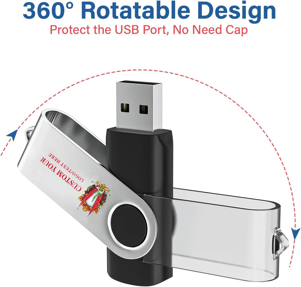 Personalized Flash Drives 128GB, Wooolken Customizable USB 2.0 Thumb Drives 10/20/50/100 Pack, Logo Memory Stick Custom Flash Drive Engraved Logo (Mixcolors)