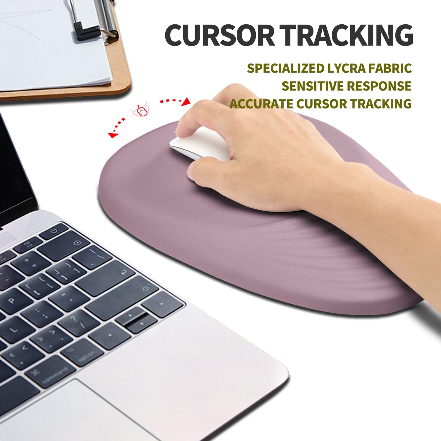 Hokafenle Ergonomic Mouse Pad Wrist Support, Terraced Slope Carpal Tunnel Wrist Pad for Mouse with Unibody Memory Foam, Wrist Rest Pain Relief Mousepad (Pale Purple, 11.8x7.9 in)