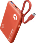 INIU Portable Charger, Slim 10000mAh Power Bank with Build in USB-C Cable, 20W Fast Charging Mini Battery Pack, Travel Trip Flight Cruise Ship Essentials for College Student Travelers Boy Girl, Orange