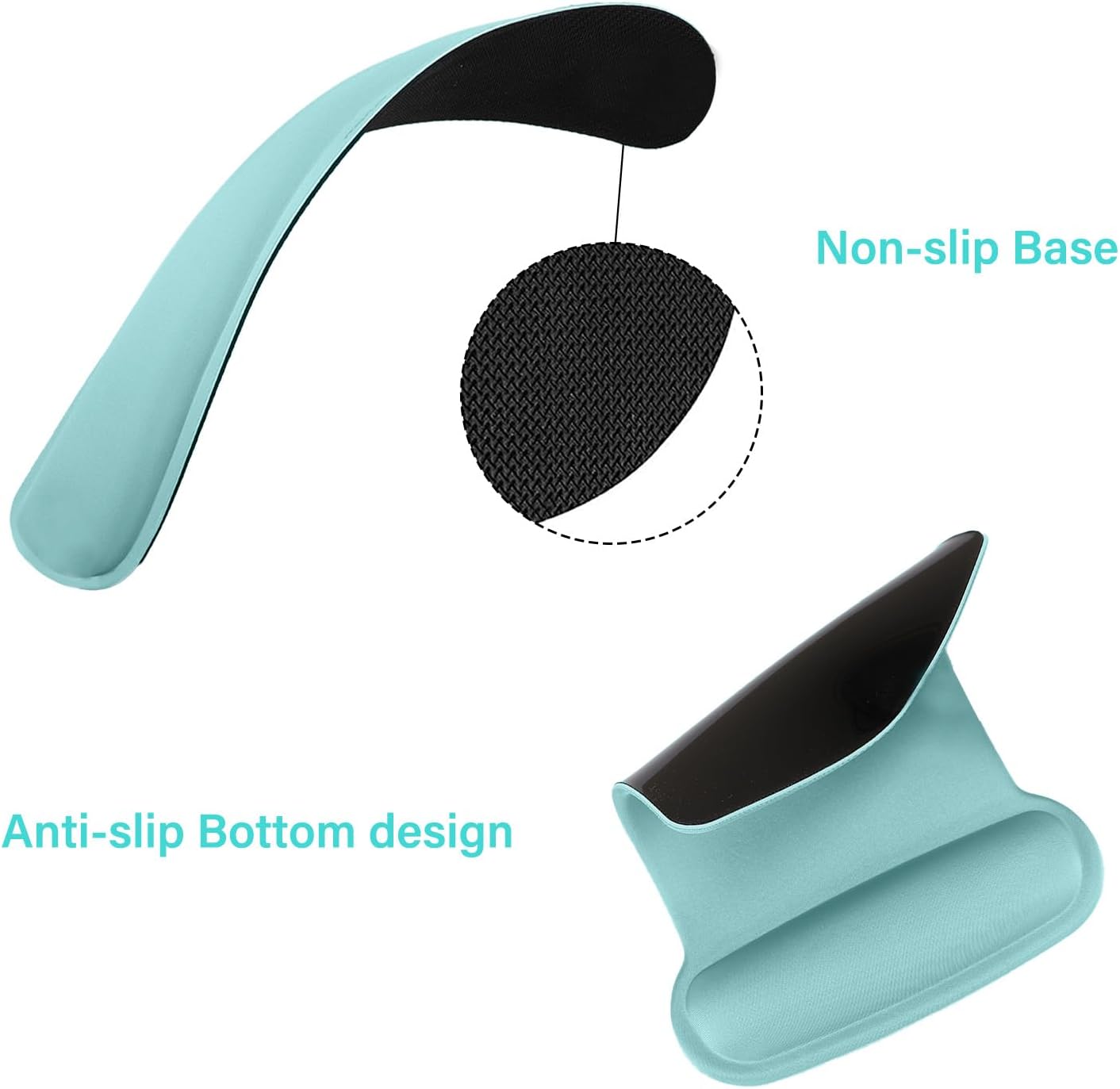 MOSISO Wrist Rest Support for Mouse Pad & Keyboard Set, Ergonomic Mousepad Non-Slip Base Home/Office Pain Relief & Easy Typing Cushion with Neoprene Cloth & Raised Memory Foam, Aquamarine