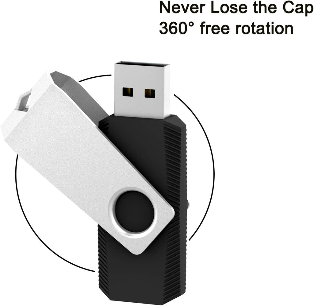 20Pack 1GB USB Flash Drive 2.0 Stick, TOPESEL Bulk Thumb Drive Swivel 1GB Pen Drive Jump Drive for Data Storage (20Pack Black)