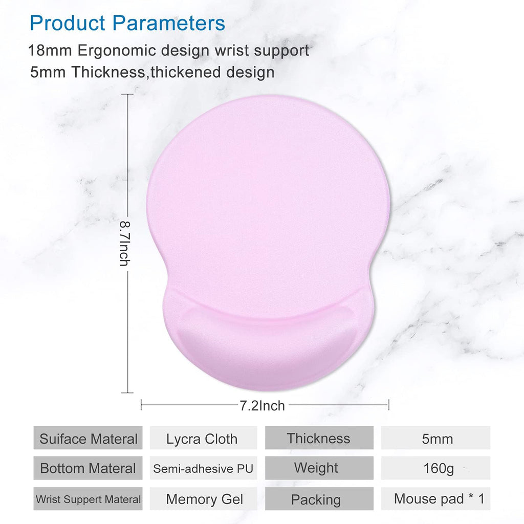 ITNRSIIET Ergonomic Mouse Pad with Gel Wrist Support Small Wrist Rest Smooth Surface Non-Slip PU Base Comfortable Office Supplies Pain Relief, 8.7 x 7.2 inches, Purple