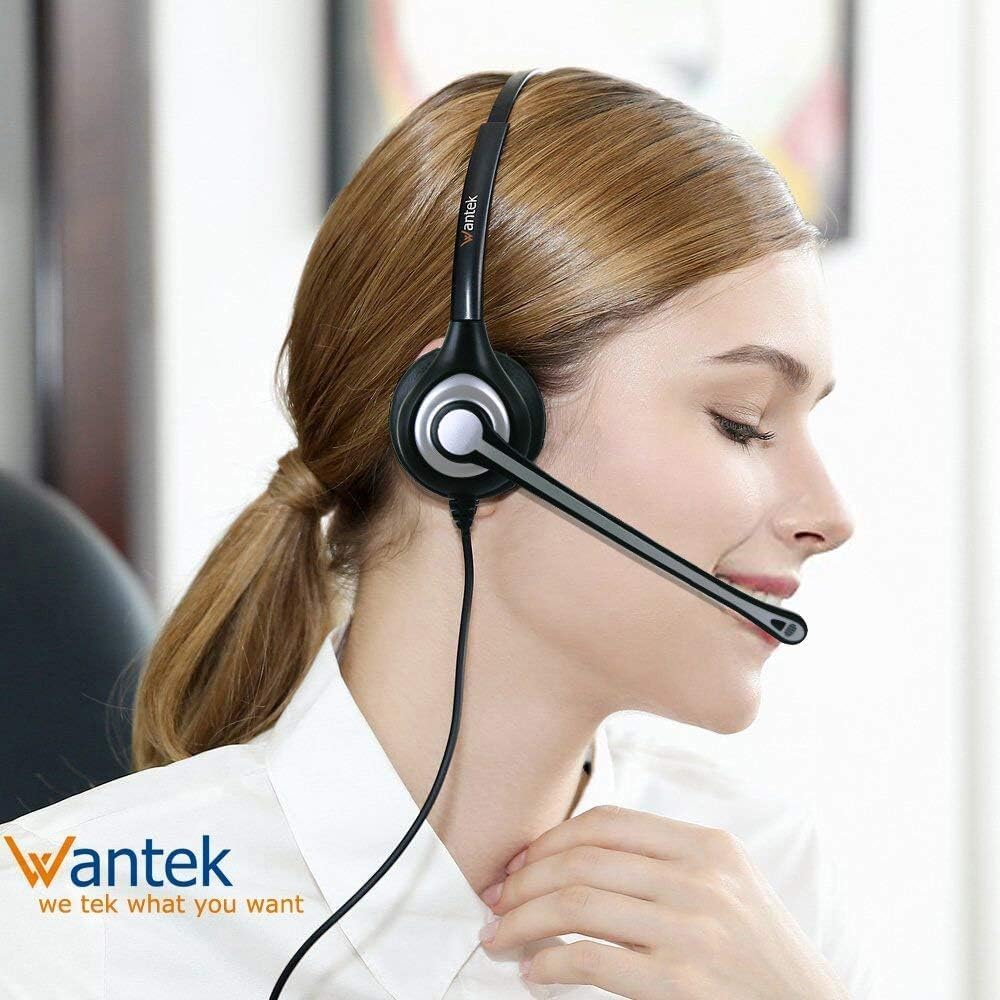 Wantek Phone Headset Wired Computer Headset with Microphone – Noise Cancelling 3.5mm/2.5mm Headphones for PC, Laptop, Mac, iPhone, Samsung – Compatible with Zoom, Teams, Call Center, Home Office