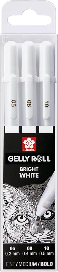 SAKURA Gelly Roll Basic White Gel Pen Set of 3, Drawing & Crafts by SAKURAOFAMERICA