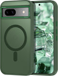 Magnetic for Google Pixel 8a Case, [Military Grade Drop Protection] [Compatible with MagSafe] Shockproof Slim Translucent Matte Anti-Slip for Women Girls Men Case, Forest Green