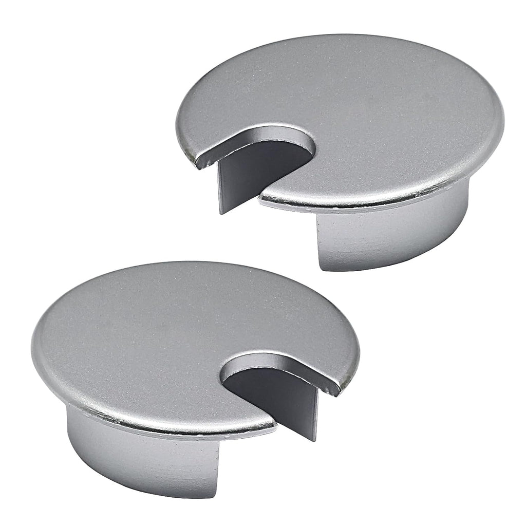 Desk Grommet 1-3/8" (35 mm), Desk Cord Hole Cover, Cable Grommet Metal Zinc Alloy Materilal, Desk Hole Grommet for Office and Home Table Cable, Detachable Cable Cord Organizer (Matte Silver 2 Pcs)