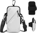Phone Holder Arm Bands, Small Crossbody Shoulder Holsters Bag with Arm Band, Fits iPhone and All Cell Phones, Use for Running, Walking, Hiking & Biking (Plus Size,Grayish White)