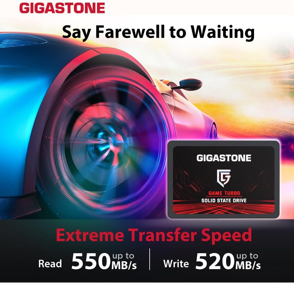 Gigastone SATA SSD 512GB (5-Pack) 2.5 inch SSD 550MB/s Upgrade Laptop PC Memory and Storage PS4 HDD Replacement 2.5" Internal Solid State Hard Drives SATA III SLC Cache 3D NAND Game Turbo Performance