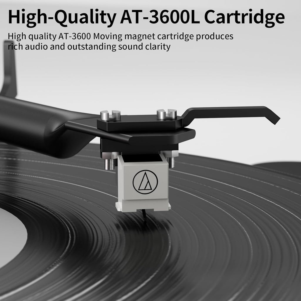 Bluetooth Turntable HiFi System with 36 Watt Bookshelf Speakers, Patend Designed Vinyl Record Player with Magnetic Cartridge, Bluetooth Playback and Auto Off